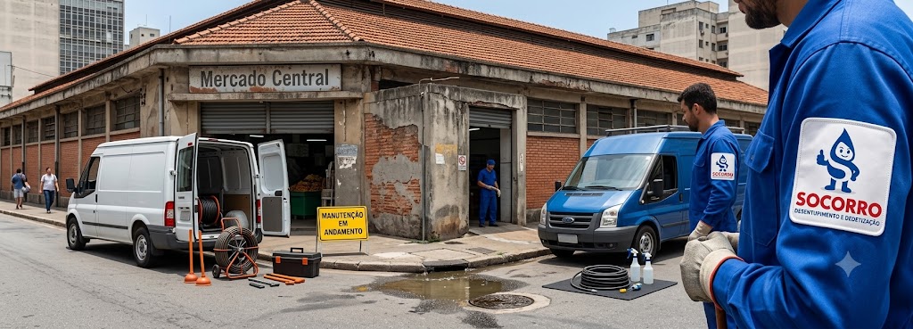 Profissional realizando Desentupimento e Manutenção Preventiva para Comércios e Empresas em Tubarão